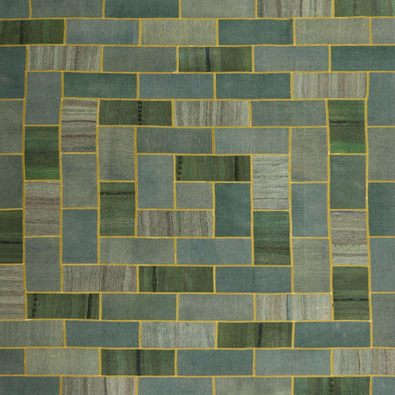 Tapis vert / gris, Carré 5 pi
