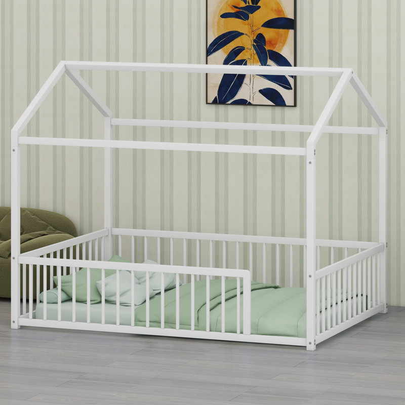 Lit sur pied à profil bas conçu pour les dormeurs indépendants, Blanc, Lit double