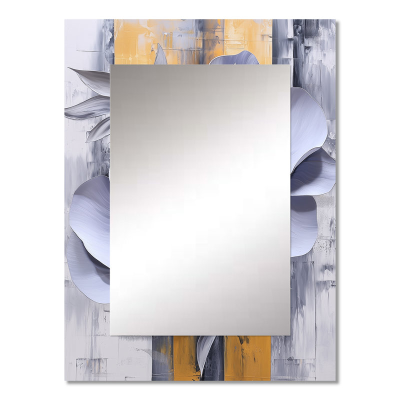 Lavande et équilibre doré des pivoines Blossom I - miroir mural pivoine, miroir décoratif moderne, impression d'art en métal