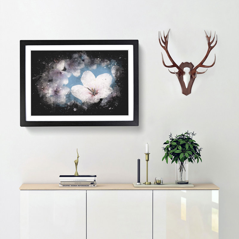 Cherry Blossom Tree in Spring - Framed Print, 24cm H x 33cm W x 2cm D, Black Framed