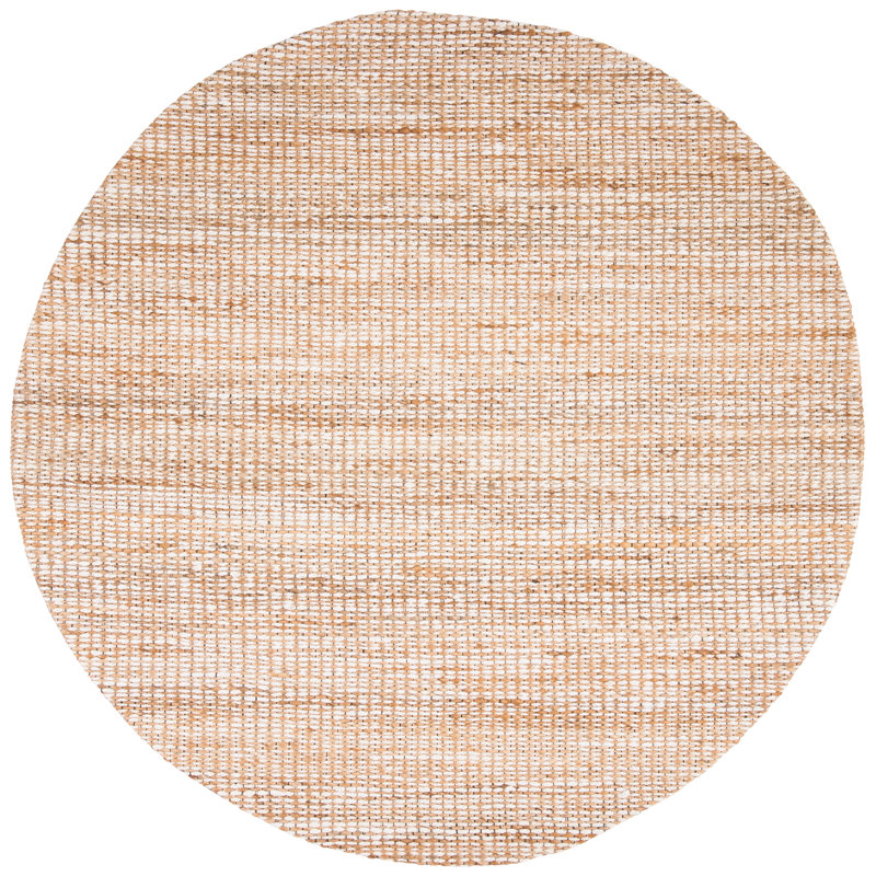 Tapis tissé à la main en jute / coton naturel / ivoire Zaragoza, Rond 8 pi