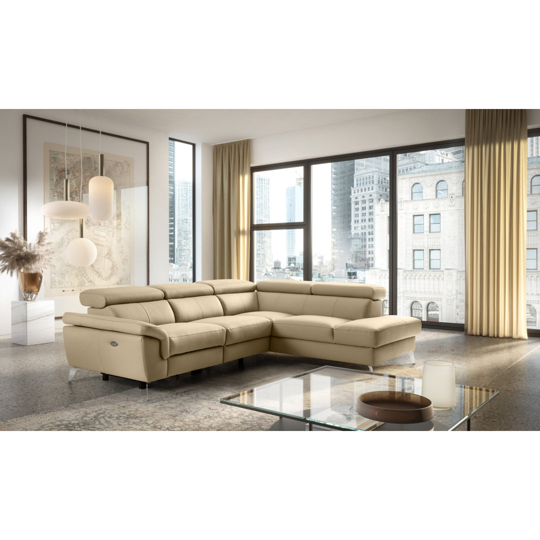 Manhattan Genuine Leather Reclining Corner Sofa