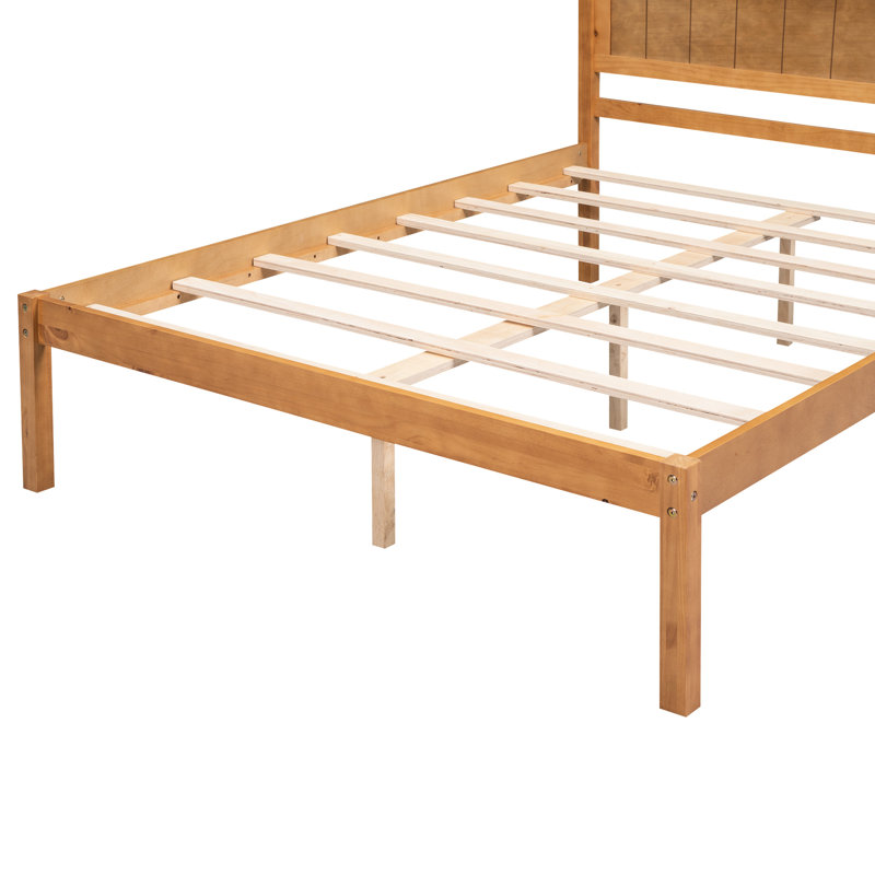 Lit plateforme double avec tête de lit de soutien - base à lattes de bois, sans sommier, lattes de chêne, structure de couleur