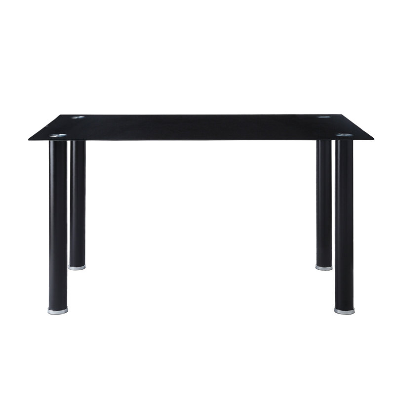 Antietam Rectangular Glass Top Dining Table, Black