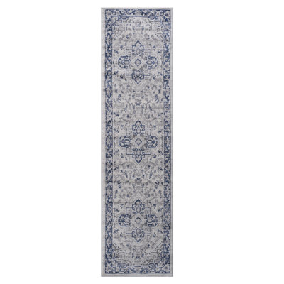 Le métier à tisser et le tapis bleu / gris / gris 2 x 8 ne perdent pas ses taches et rehaussent le bureau personnel, le salon, la chambre à coucher et la salle à manger