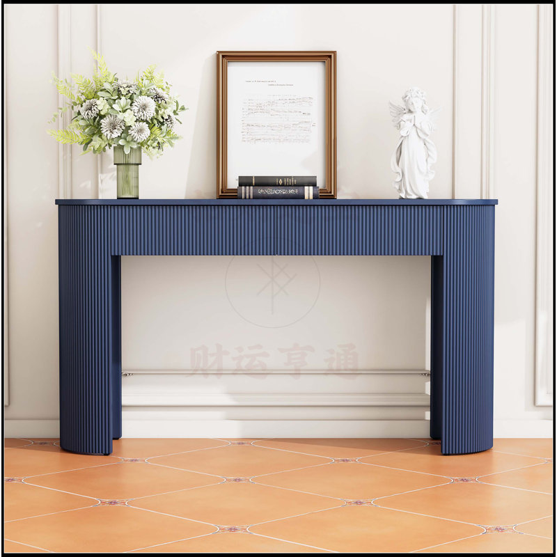 Entryway Table with Fluted Design, Navy