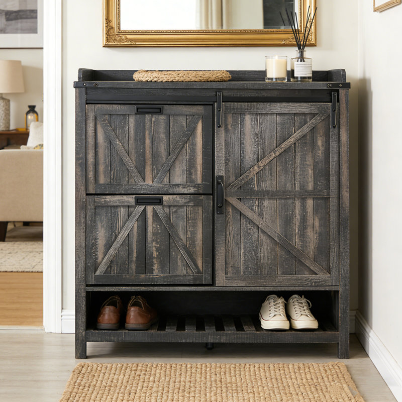 Armoire de rangement pour chaussures Farmhouse 2, Chêne rustique foncé