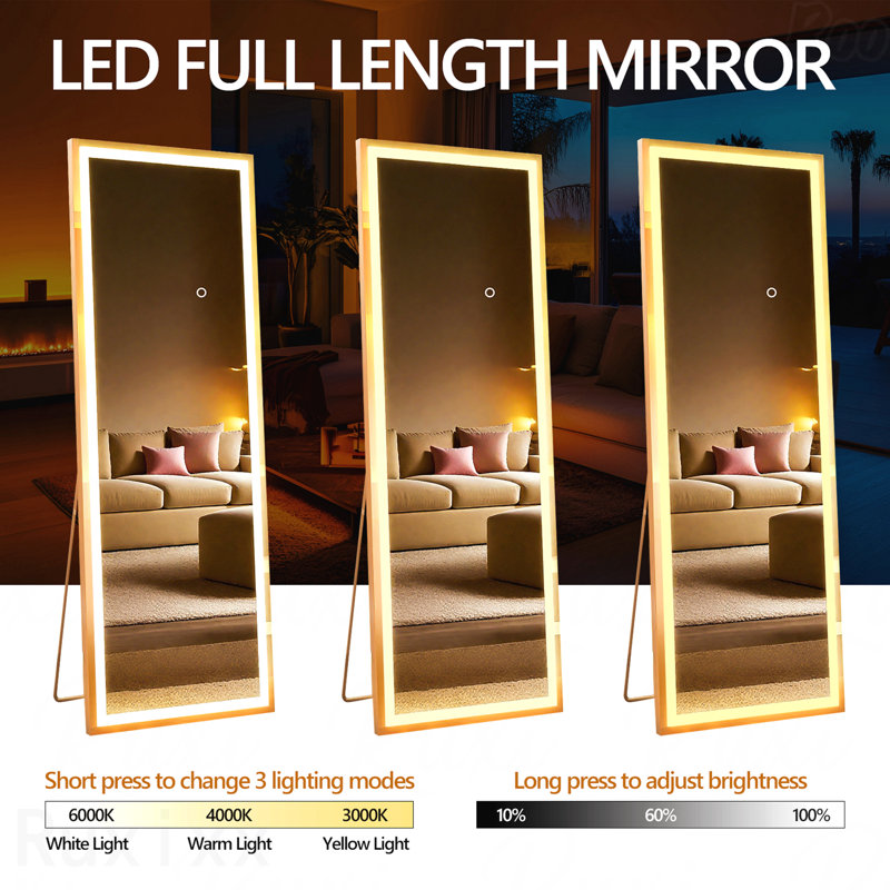 LED Full-Length Floor Accent Mirror - Standing/Hanging Mounted, Full Body Dressing Mirror For Living Room/Bedroom/Cloakroom