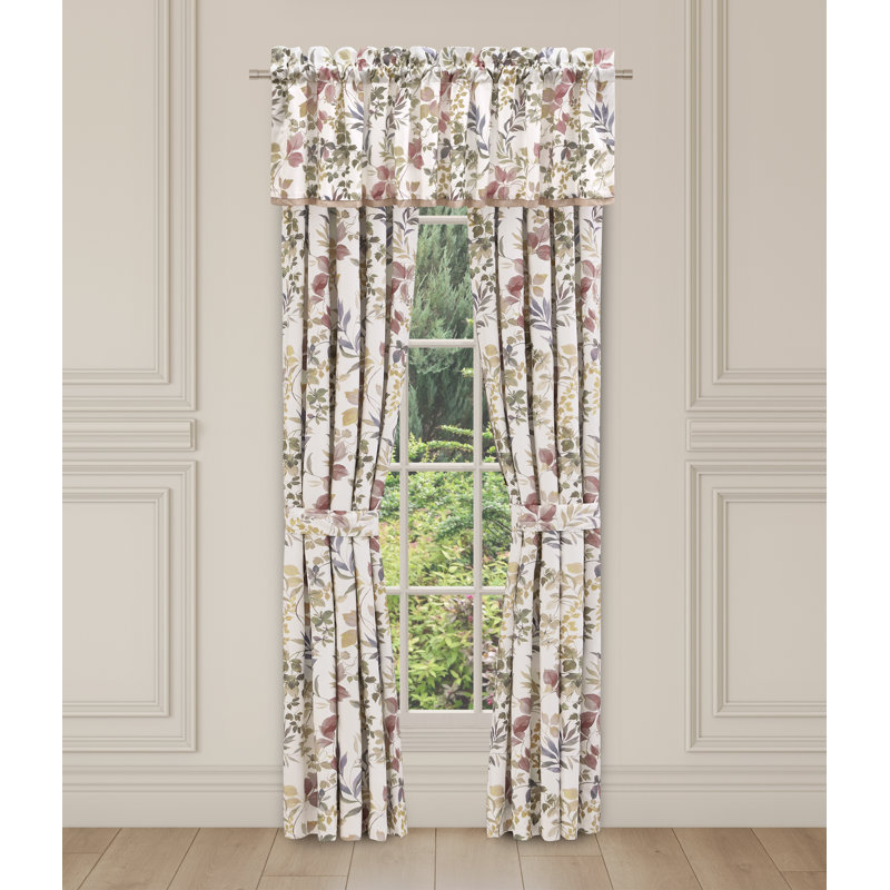 Rose Leaf Botanical Print Polyester Window Panel Set