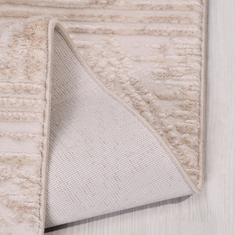 Tapis crème moderne antidérapant lavable à la machine, Tapis de couloir 3 pi 3 po x 8 pi 3 po