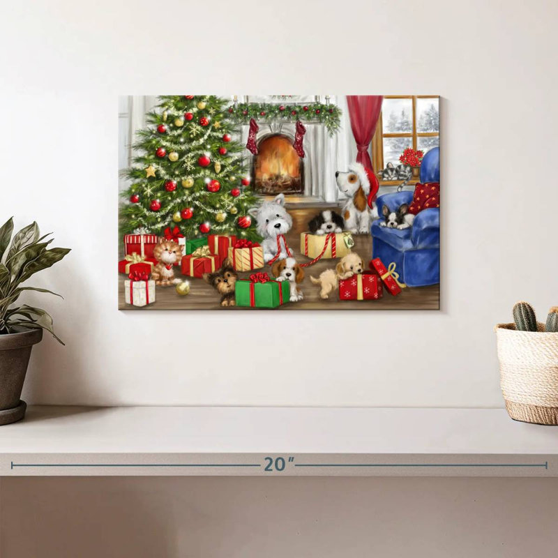 Chiens et chats de Noël, H 8 po x l 12 po