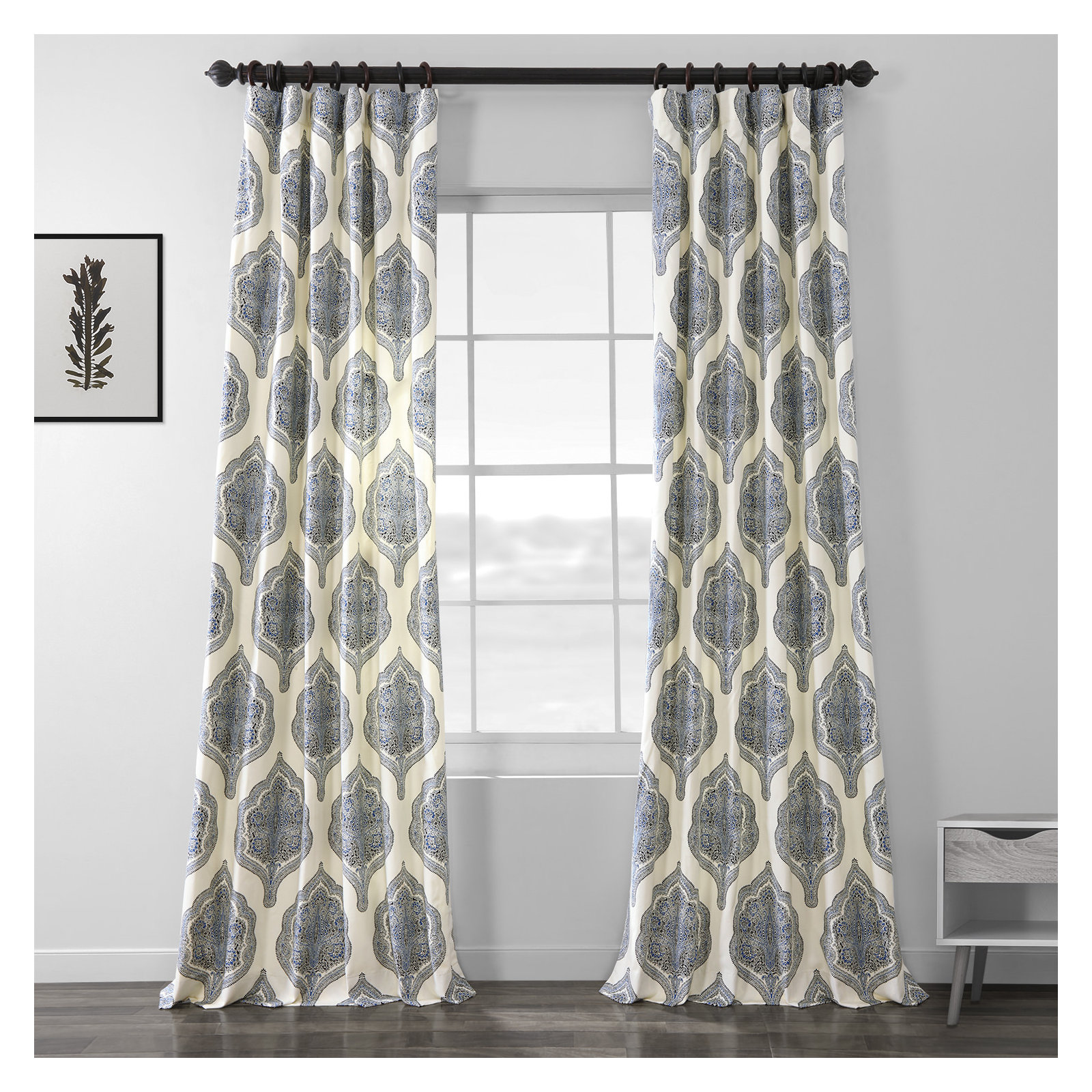 Lawhon Room Darkening 100% Cotton Curtain, 50"W x 96"L, Blue
