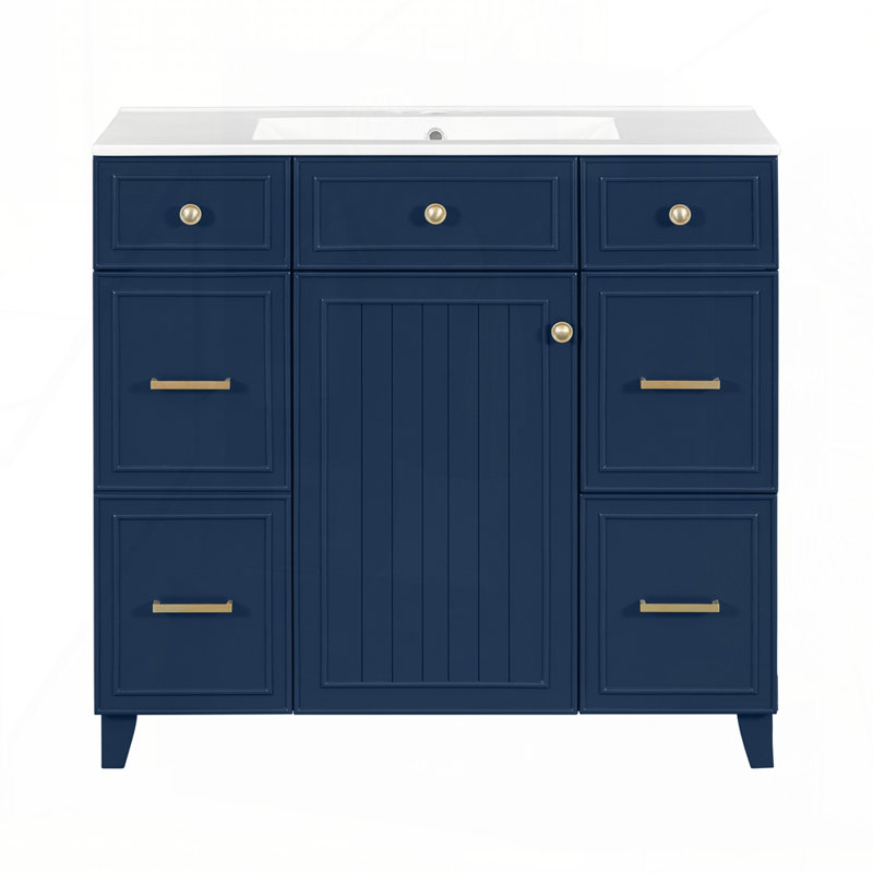 Meuble-lavabo 36 po avec lavabo en céramique, Marine