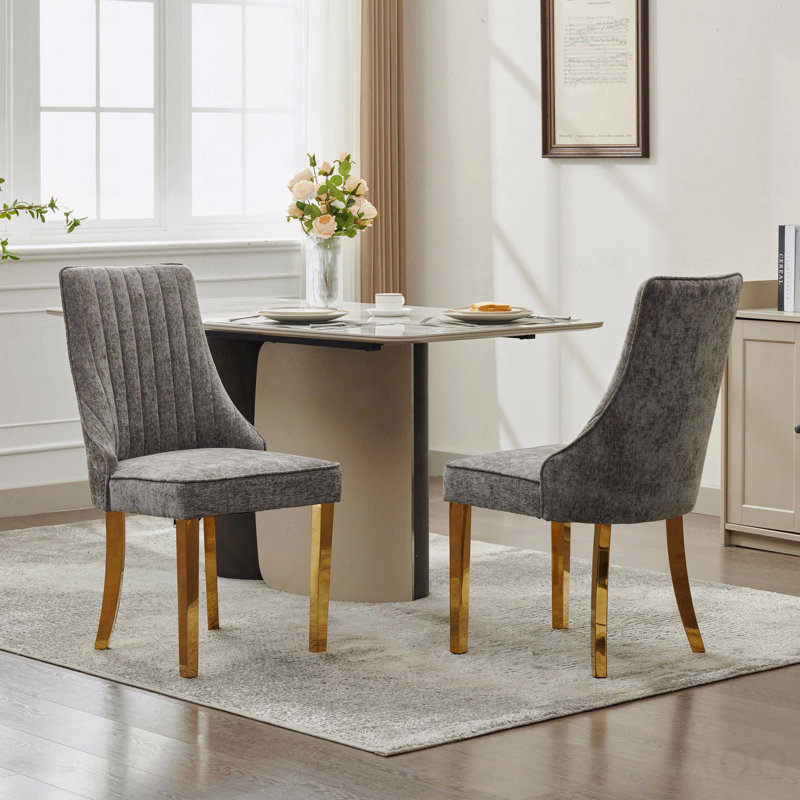 Chaise d'appoint Chenille, Gris, Doré