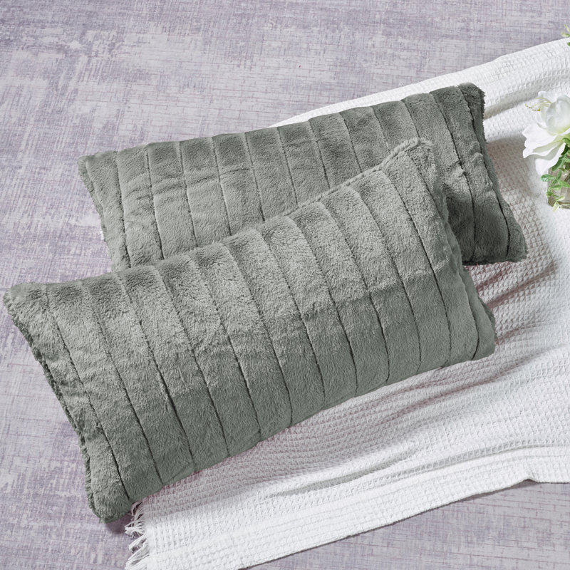 Rectangular Lumbar Cushion Cover, Silver Grey