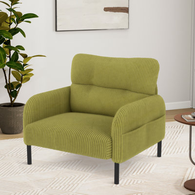 Fauteuil d'appoint en velours côtelé en velours côtelé avec pieds en métal