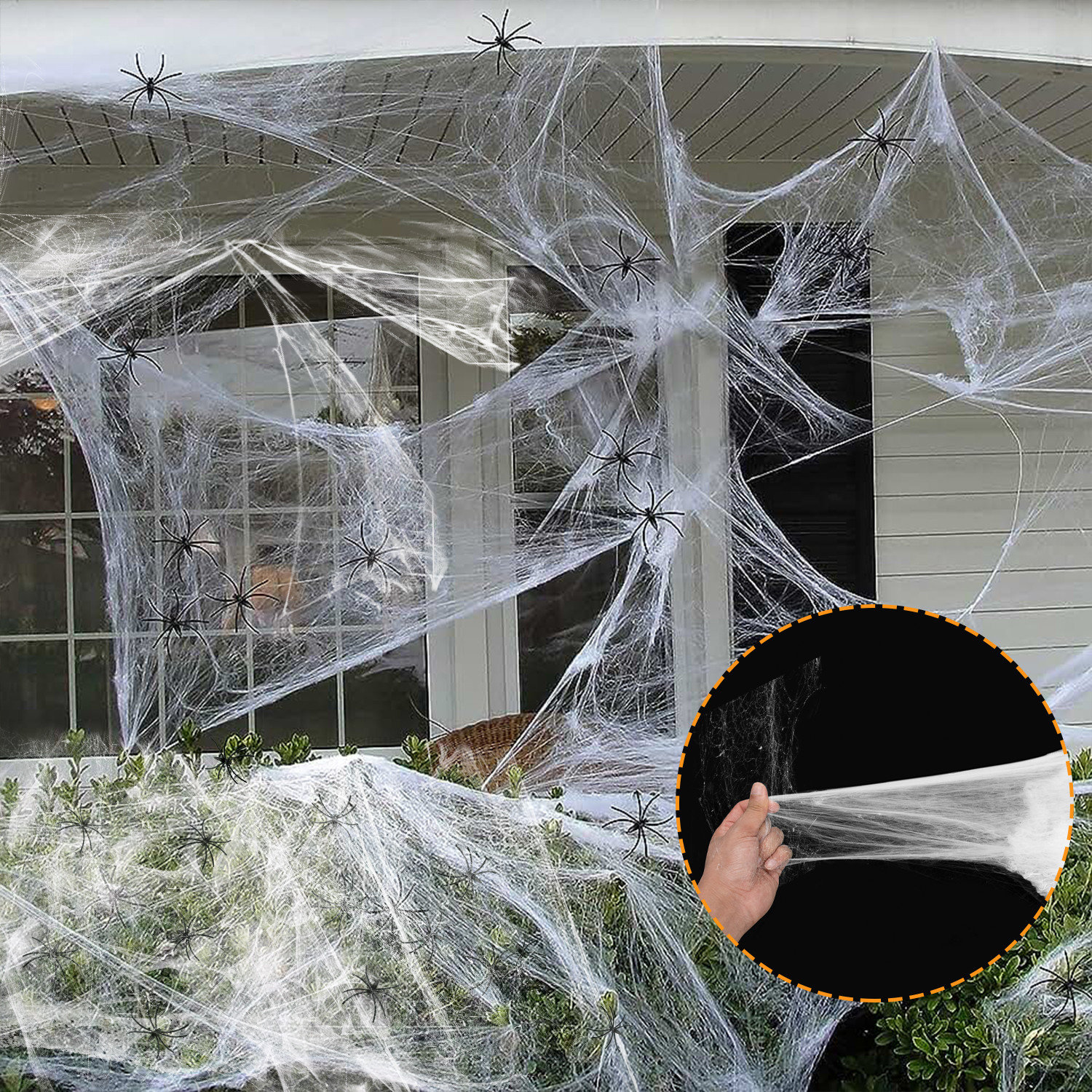 Giant Spider Web Super Stretch Cobweb with 22 Small Fake Spiders 3 in 1  Spooky Spider Webbing for Halloween Decorations Outdoor Yard Decor White 16  Feet : : Home