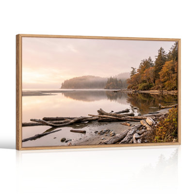Ensemble de 1 tableau sur toile représentant un lac calme