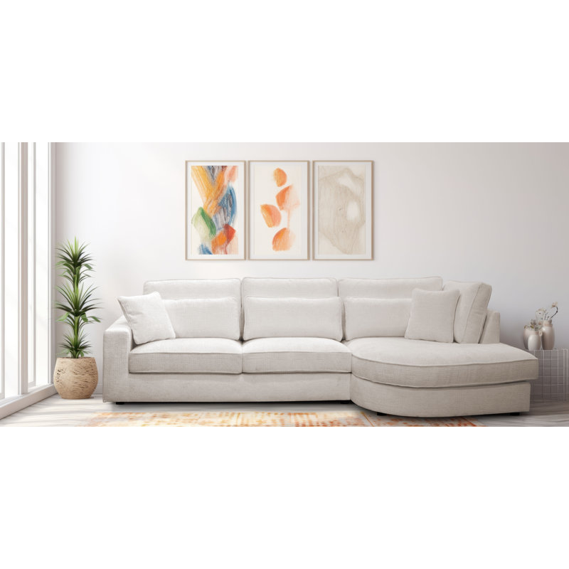 Bustamonte 4 Seater Corner Sofa , Right Hand Facing, Cream -colored polyester