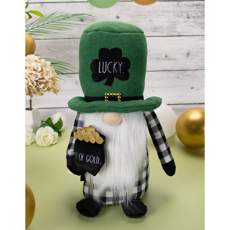 Gnome en peluche avec barbe Rae Dunn Lucky St. Patrick's Day