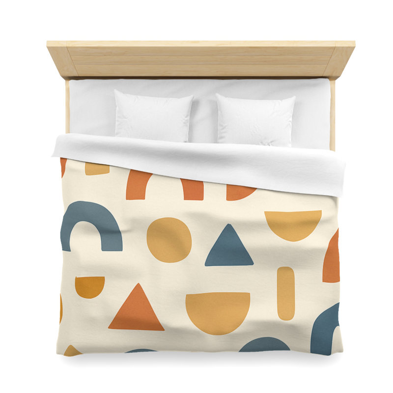Microfiber Duvet Cover Boho Style, Design 82, White, King Duvet Cover