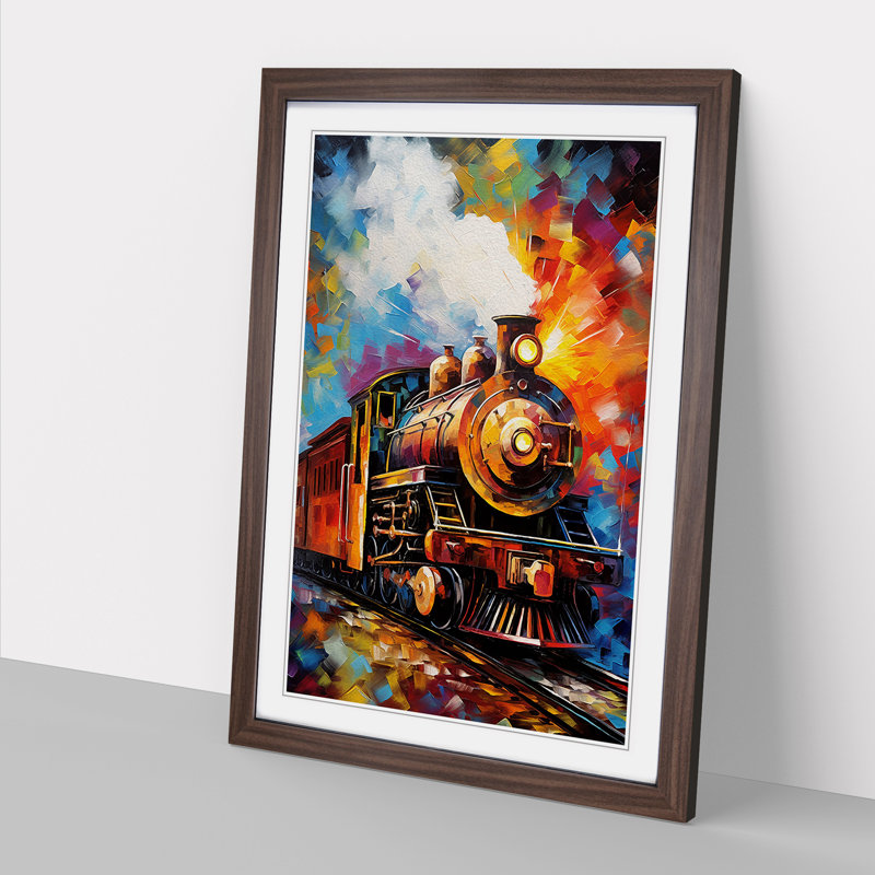 Train Abstract - Framed Print, Walnut , 64cm H x 46cm W x 2cm D