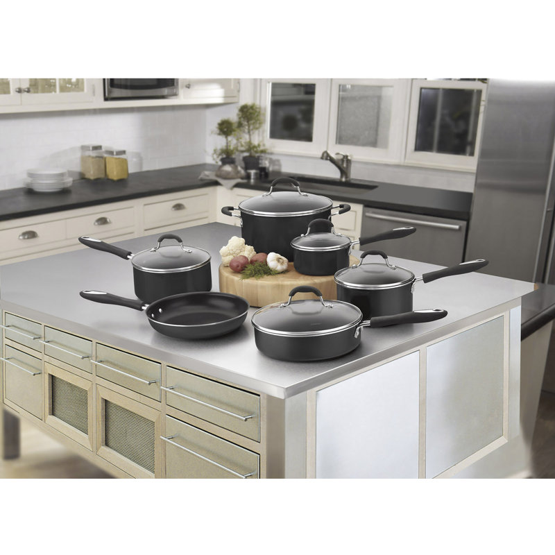 Cuisinart Advantage Non Stick 11 Pieces Aluminum Cookware Set, Black