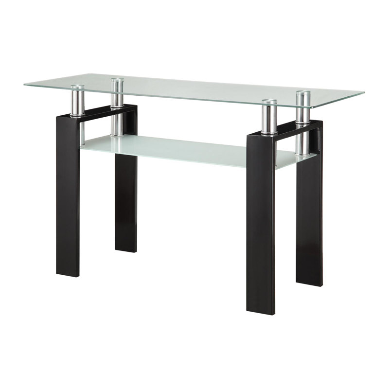 Console Iginio l 47,6 po avec plateau en verre, Noir