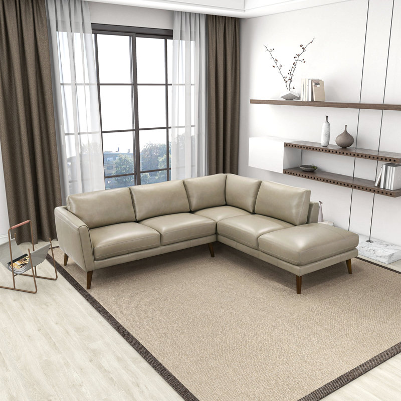 Canapé modulaire en cuir Benson, Cuir beige