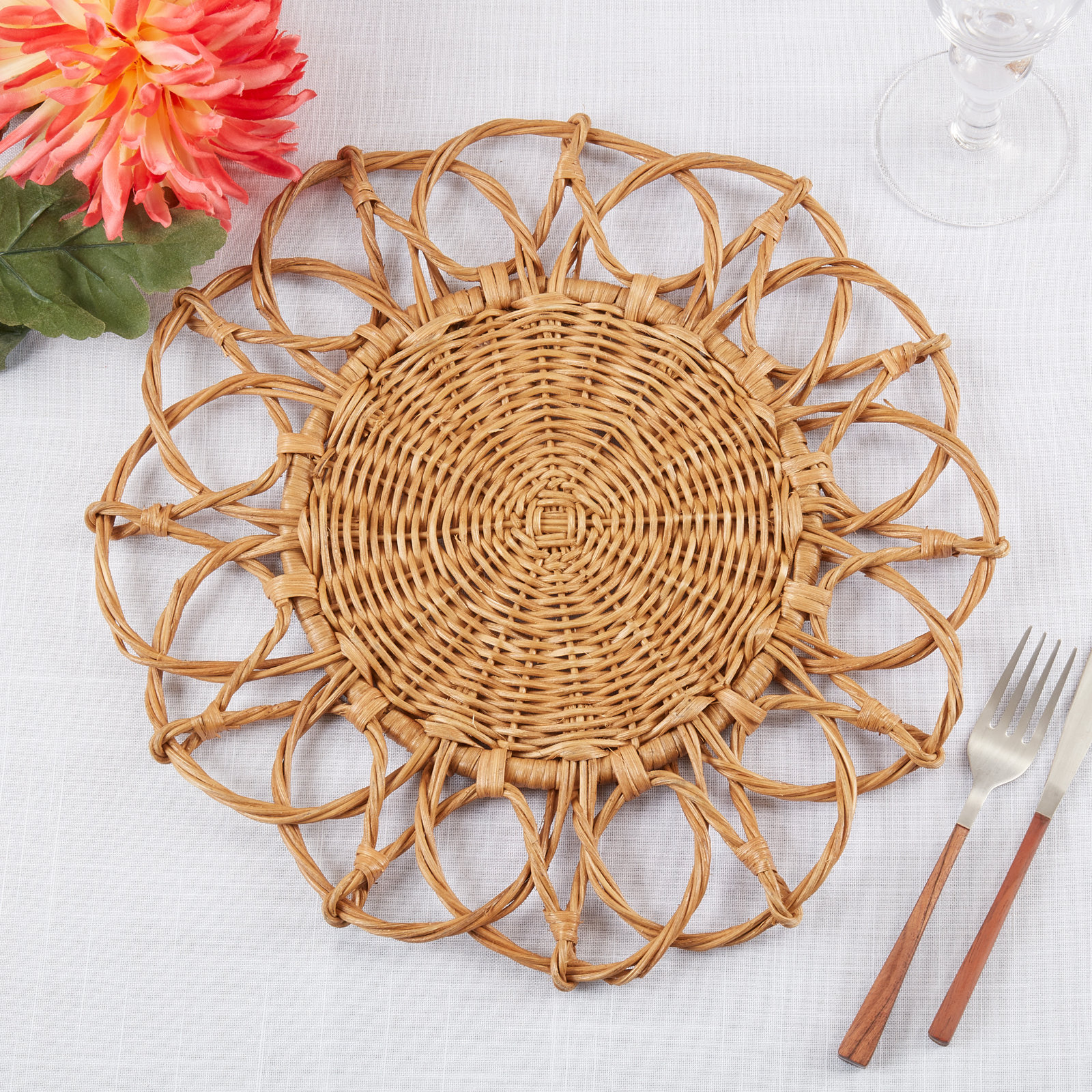 Nicola Twisted Rattan Placemats, Caramel