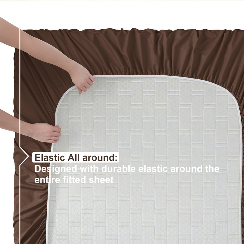 Microfiber Solid Colour Sheet Set, Chocolate Brown, Full XL Sheet Set + Fitted Sheet + 2 Pillowcases