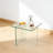 Modern Square Tempered Glass Side Table, Minimalist End Table with Cross Glass Base-1180073904