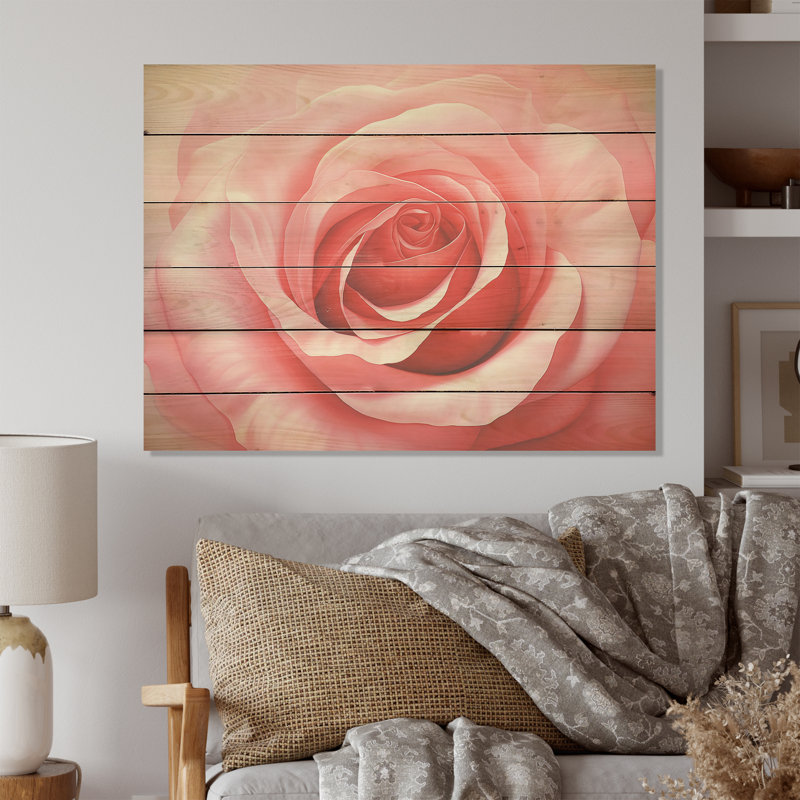 Red Roses Resson I - Roses, art sur bois de pin naturel, H 10 po x l 20 po