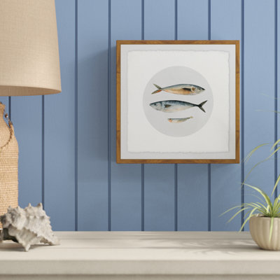 « three fish iii », reproduction de peinture à l’aquarelle encadrée