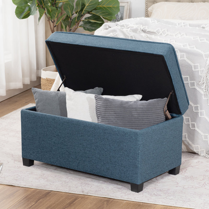 Banc de rangement avec repose-pieds 32 po, Marine
