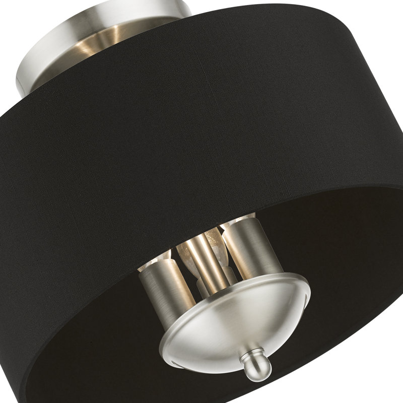 Plafonnier semi-encastré 3 lumières 12 po Brunetto, Nickel brossé