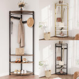 Semi-circular Corner Coat Rack Stand Hall Tree With 6 Hooks