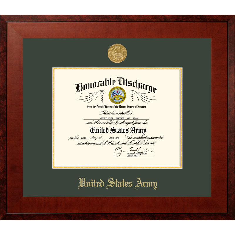 Army Discharge Honor Picture Frame, 11" x 8.5"
