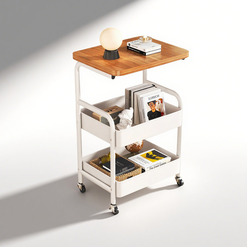 2-Tier Stainless Steel Rolling Cart With Drawer, Metal Utility Cart With Wheels, Salon Trolley Cart, Storage Cart, Bathroom Cart,  Anti-Tipping Storage Organizer