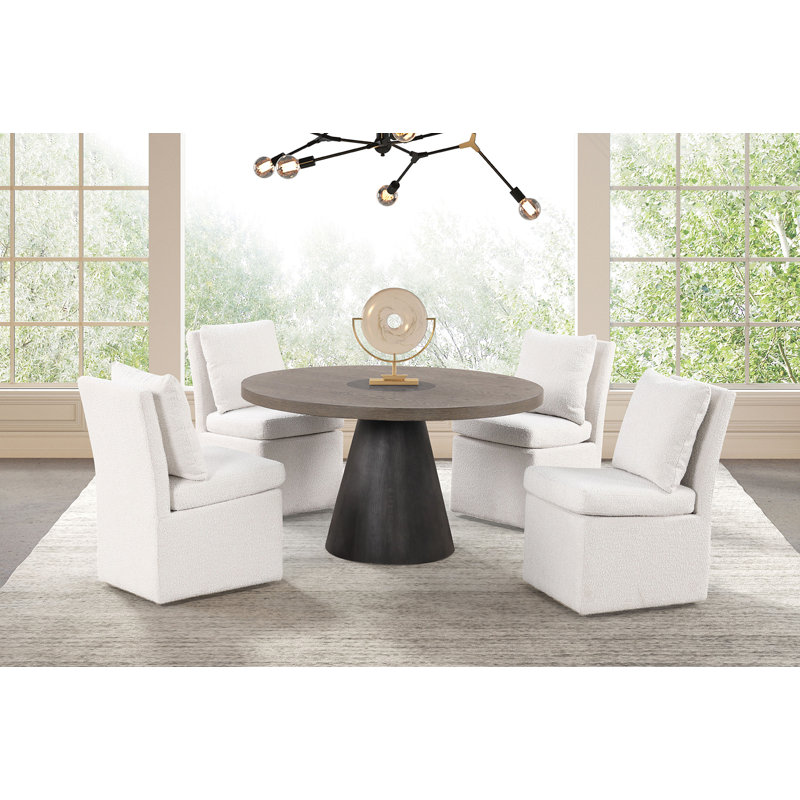 Aanijah 5-pcs Round Dining Table Set, White