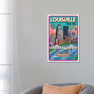Louisville Pop Art Travel Poster 1 Piece Wrapped Canvas Wall Art