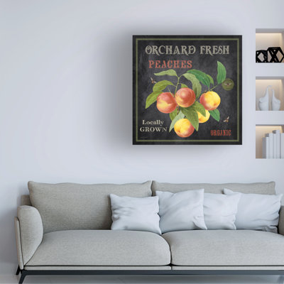 Wrapped Canvas Wall Art - Jean Plout 'Orchard Fresh Peaches' Wall Art for Living Room, Bedroom, or Office Décor - 35x35