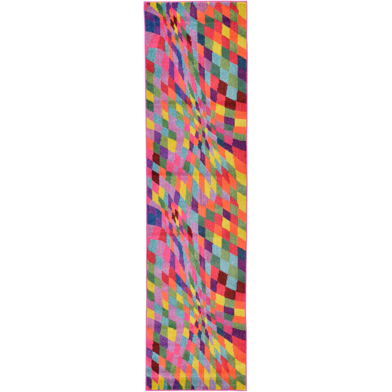 Auyeung Washable Geometric Indoor Rug, Runner 2'7" x 10'