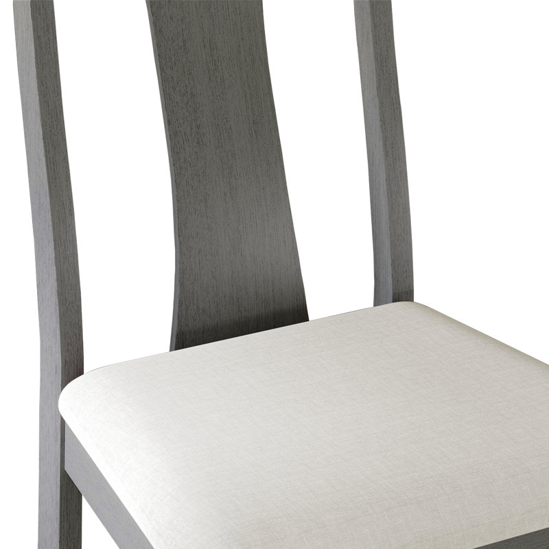 Ensemble de salle à manger 5 pièces avec table ronde noire et chaises à dossier central rembourrées grises, Gris