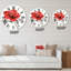 Horloge murale rétro avec fleur rose rouge I-60280807