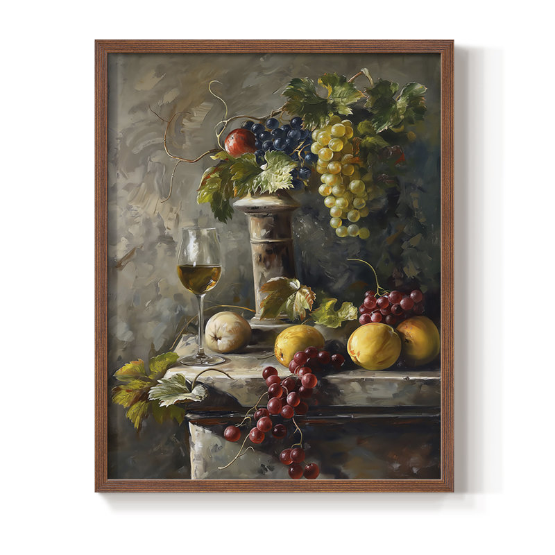 Reproduction encadrée FLORAL Series DCCxxxi - bois massif, H 21 po x l 17 po, Noyer