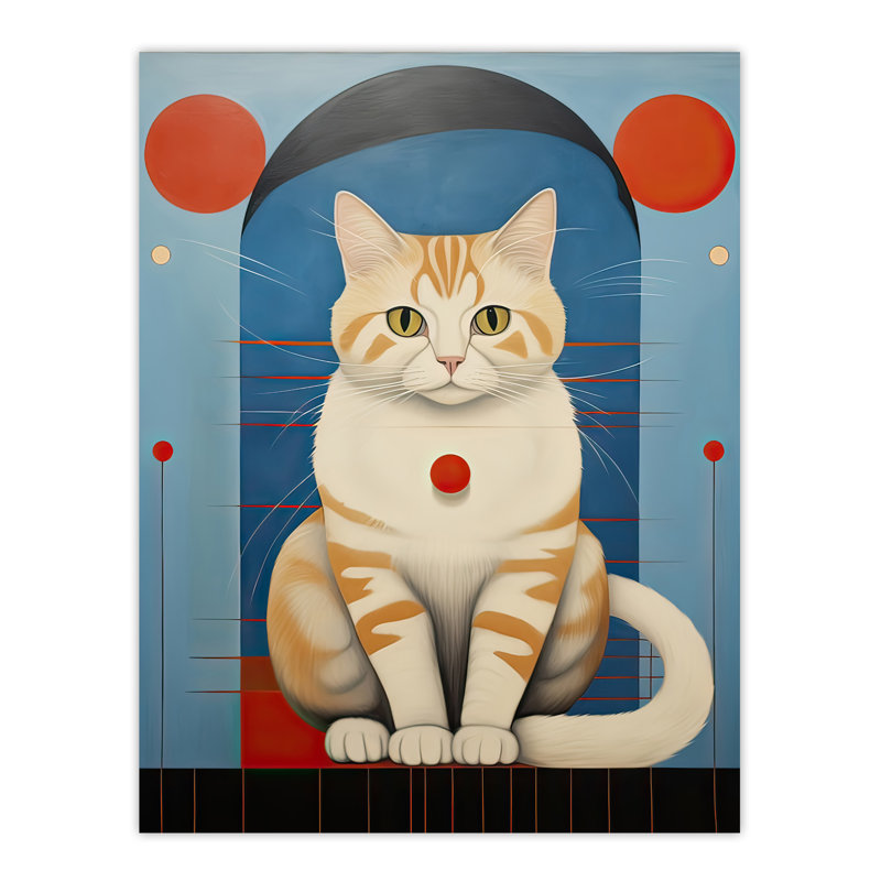 Wall Art Print Cat Hypnotist Oil Painting Blue Perched on Window Sill Surreal Portrait Poster