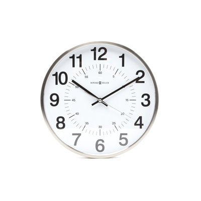Easton Modern & Contemporary Round Wall Clock, Spun Nickel-Finished Metal Frame with Arabic Numeral Dial
