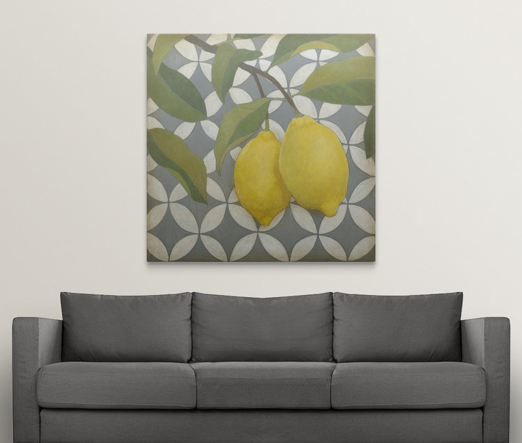 «Fruit and Pattern I» par Megan Meagher, impression, H 30 po x l 30 po x P 1,5 po, Toile