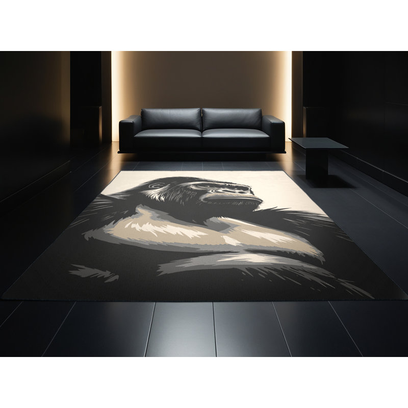 Tapis gris moelleux moelleux moelleux Abson Gorilla, 6 X 9